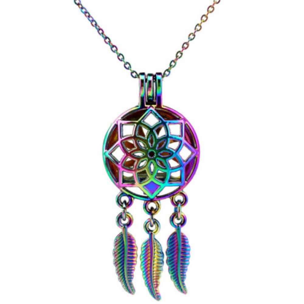Alloy Multi-Colored Dream Catcher Pendant Necklace